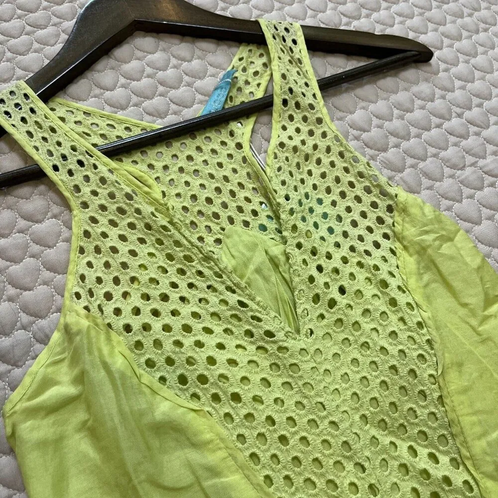 NWT SUBOO Silk Blend Maxi Dress Yellow Green Size XS Sleeveless - Image 6