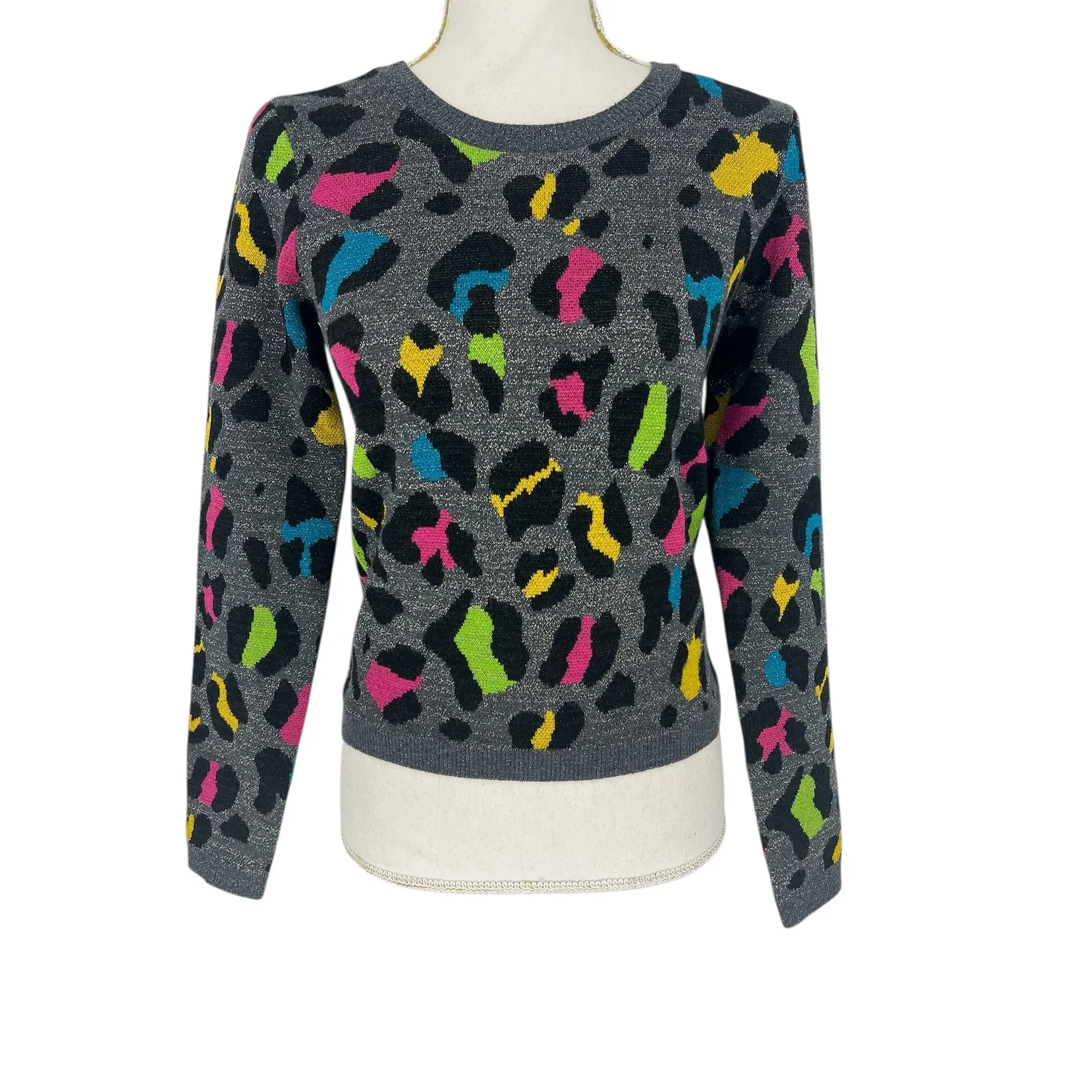 Alice + Olivia Metallic Rhodes Leopard Print Sweater - Image 5