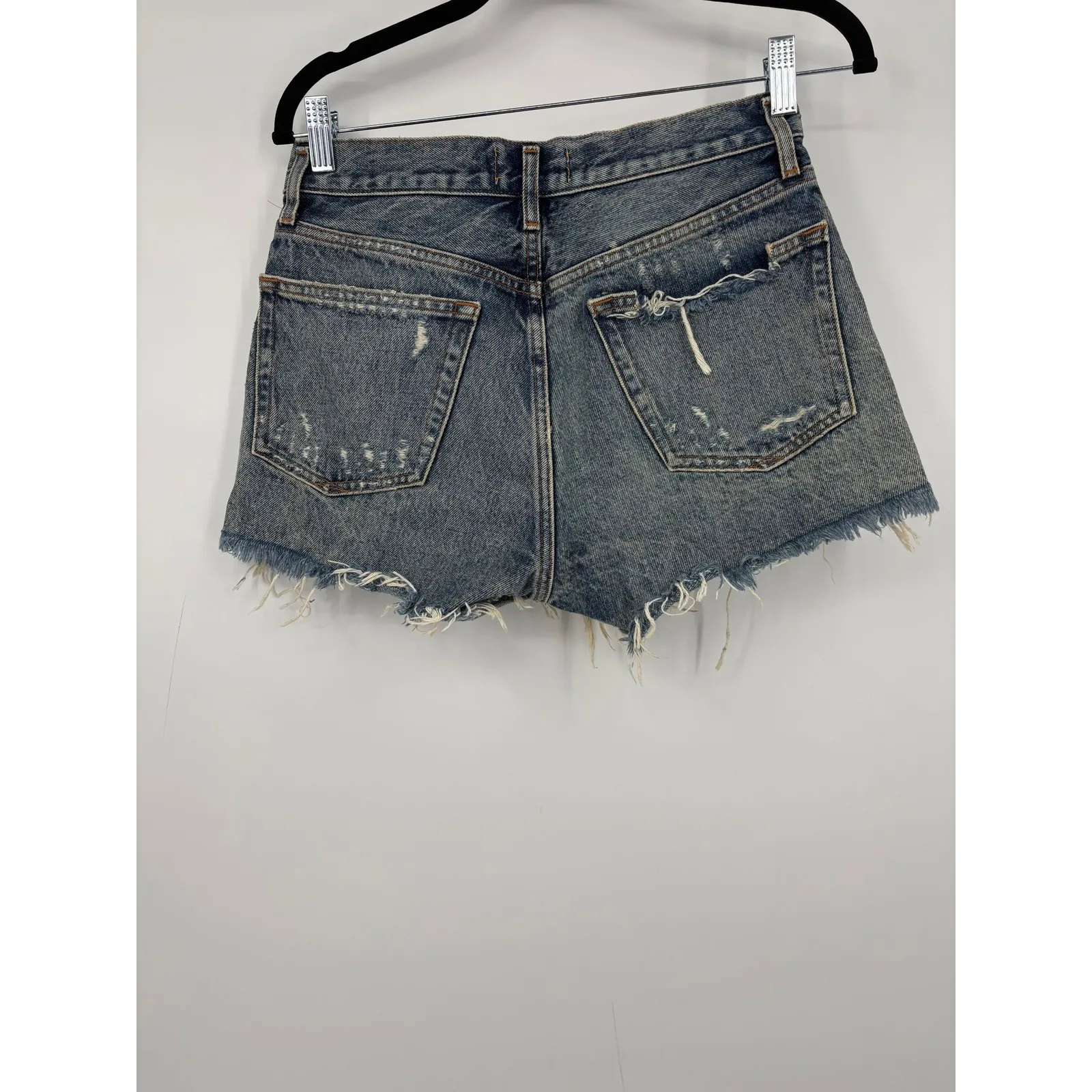 AGOLDE Parker High Rise Denim Shorts Distressed Frayed Blue Jeans Size 25 - Image 5