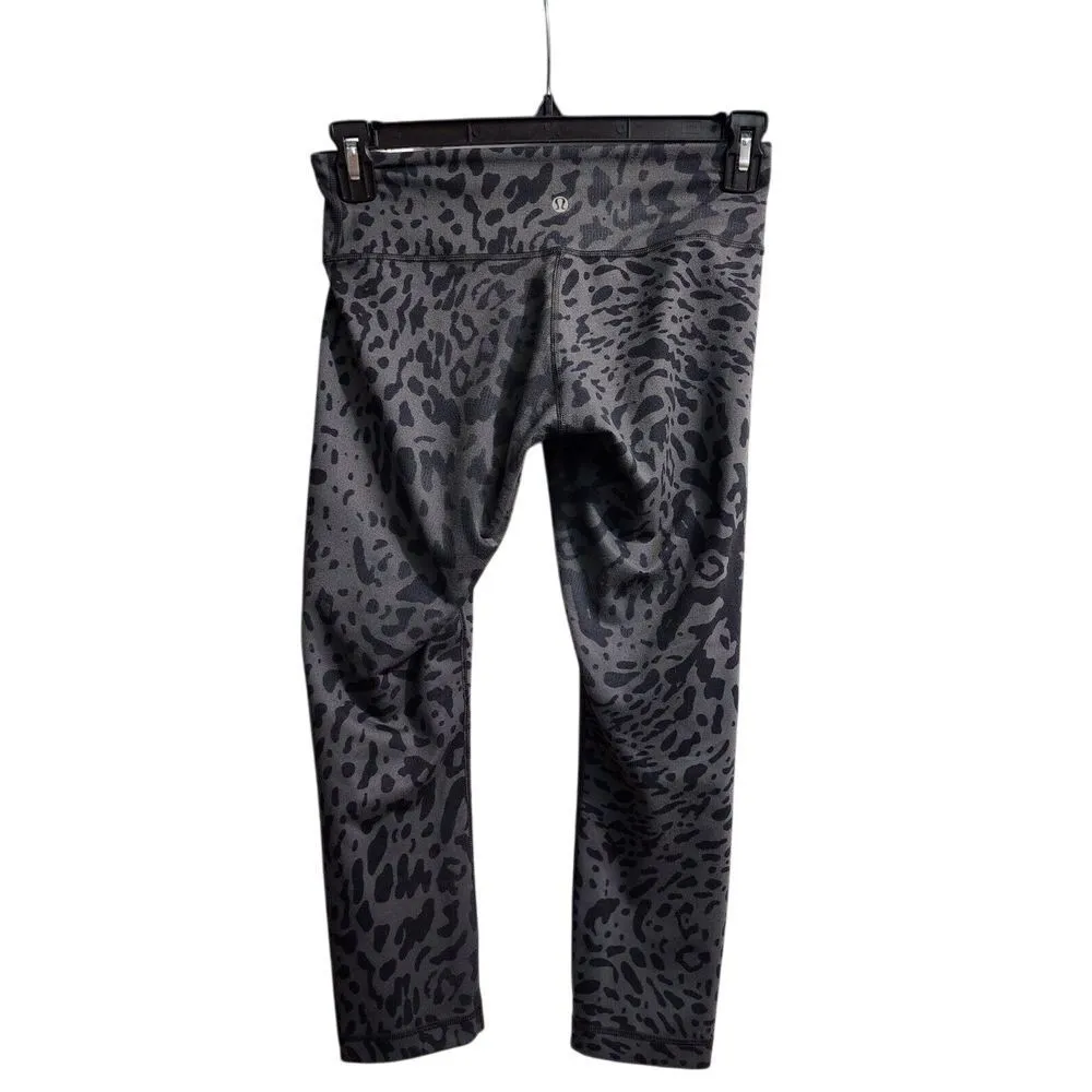 Lululemon Wunder Under Women's Leggings 6 Black‎ Leopard Print Black Size 4 - Image 2