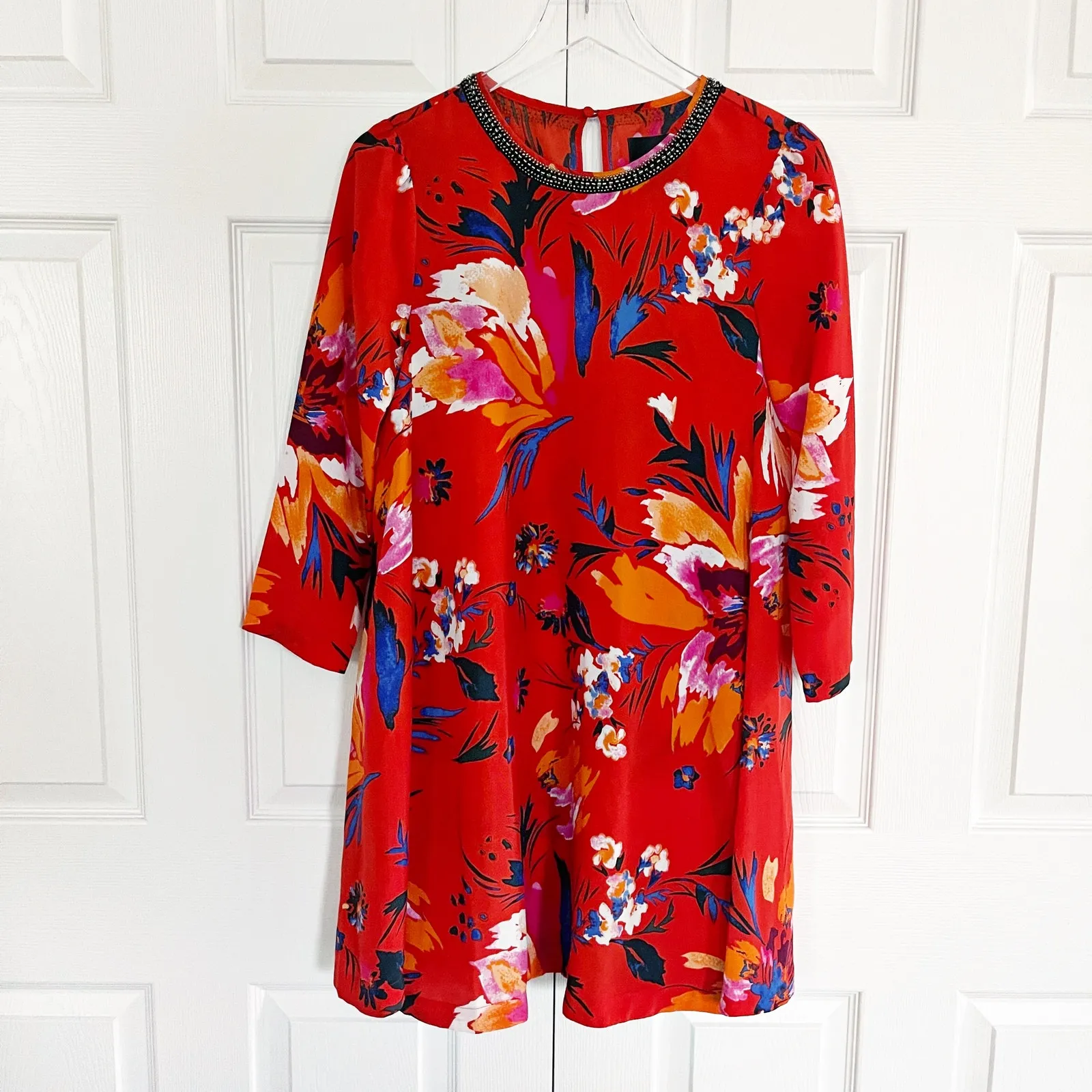 Maeve Anthropologie Sketched Peonies Floral Swing Dress - Image 2