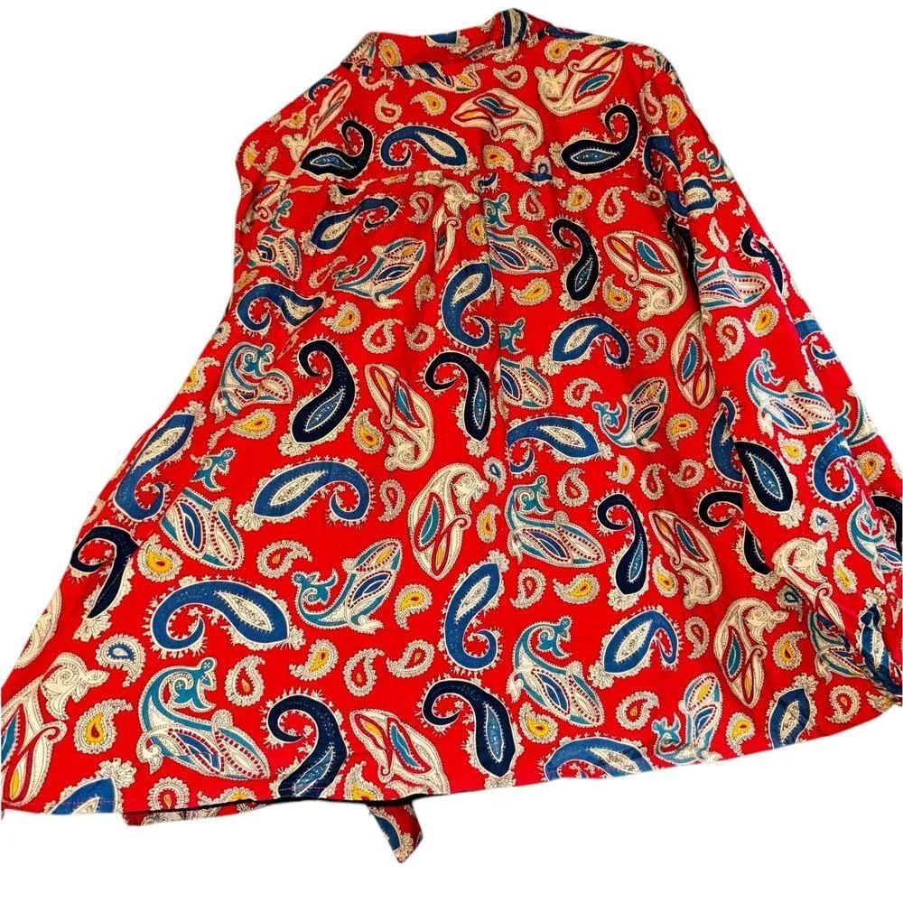 Vintage CST Sport Button Up Red Paisley Shirt Top Women's 30W Boho Retro Quirky - Image 6