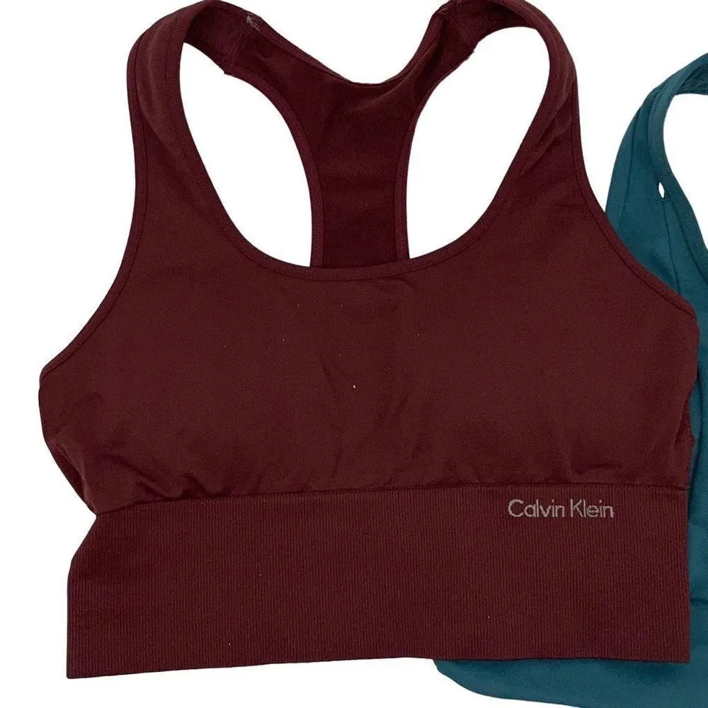 Calvin Klein Apana Marika Racerback Sports Bra Lot Of 3 Bundle Multicolor Small‎ Gray - Image 3