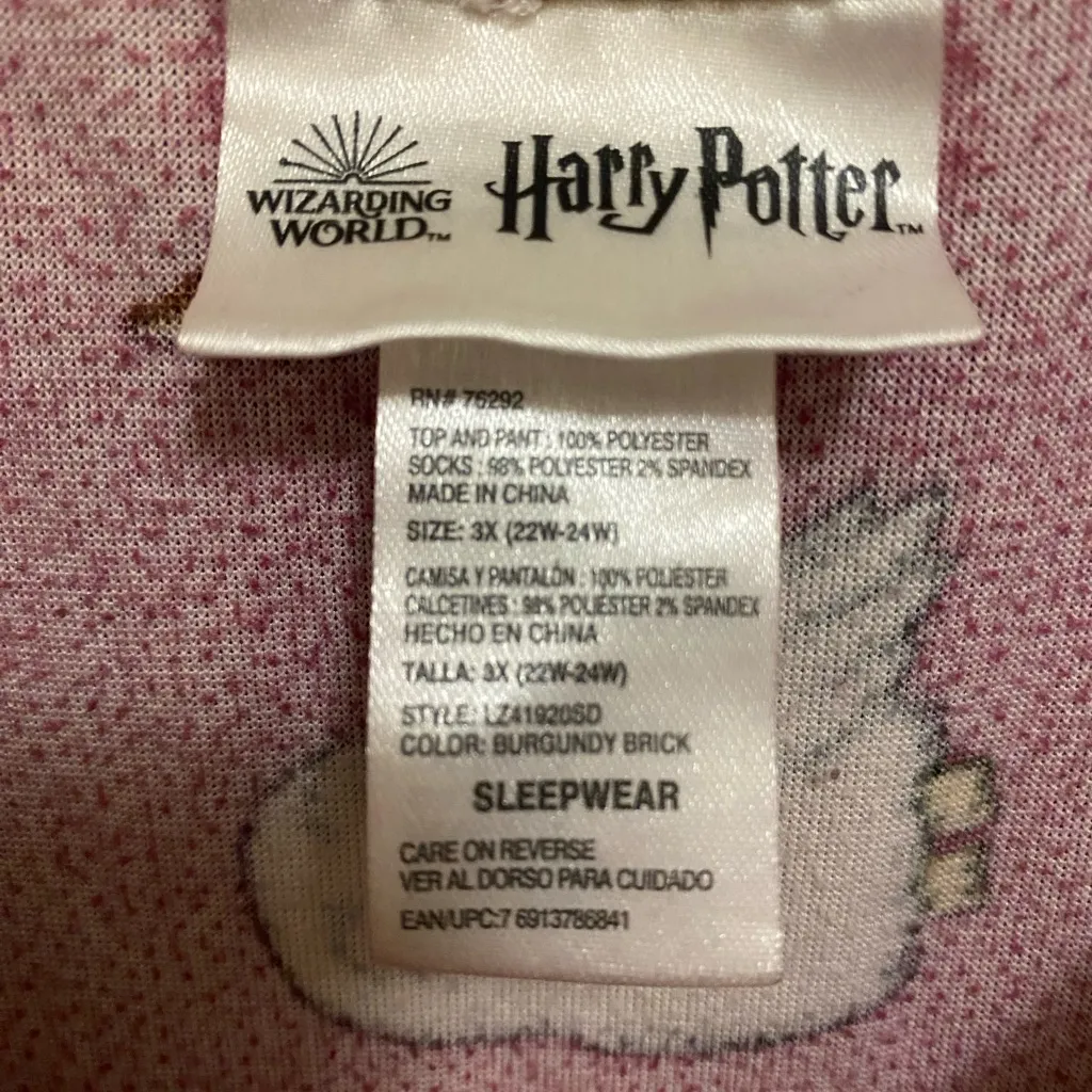 Harry Potter Wizarding World Hogwarts Pajama Top 3XL 22W 24W Burgundy Birds Red Size undefined - Image 5