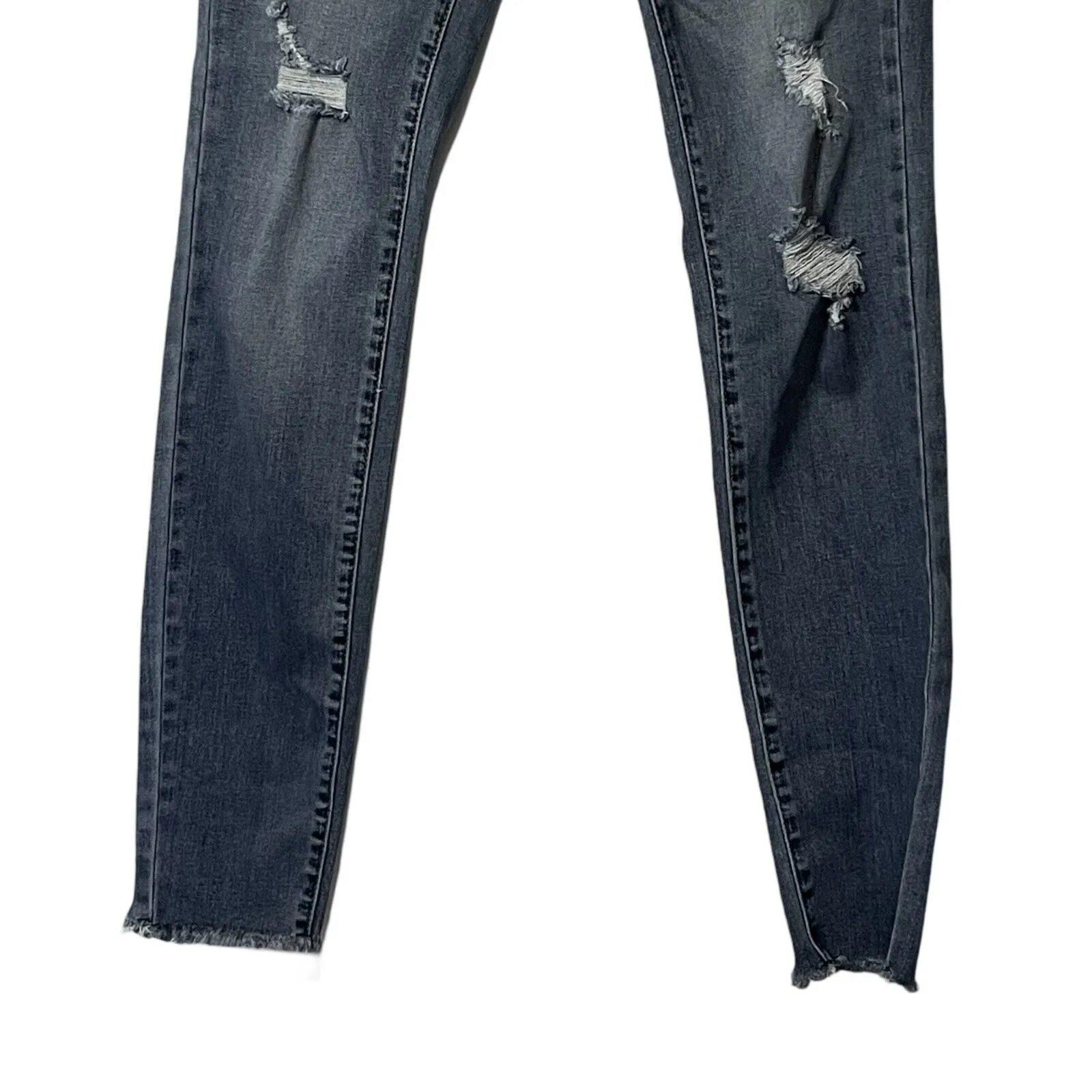 Judie Blue Womens Jeans Size 29 Blue Button Fly Distressed Button Fly Raw Hem - Image 5