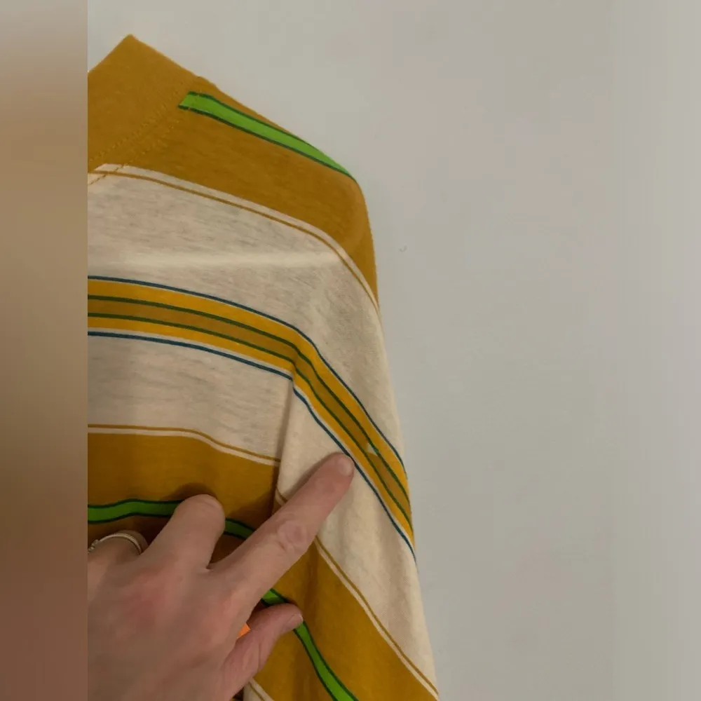 Out From Under Long Sleeve Top Crop Top Stripes Yellow Green Brown Size M - Image 4