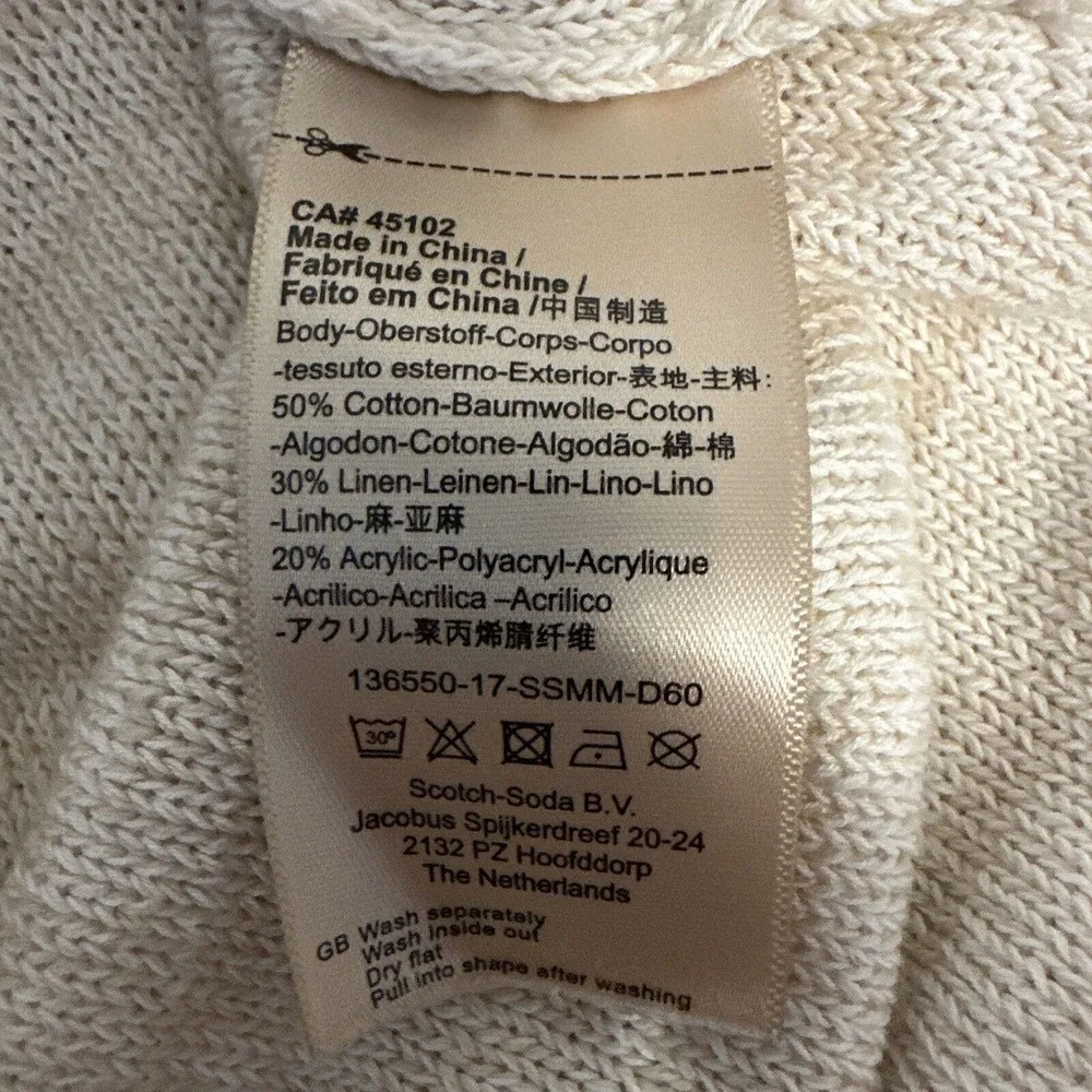 Scotch & Soda Amsterdam Couture Womens Sweater Size M Medium Ivory Cotton Linen - Image 11