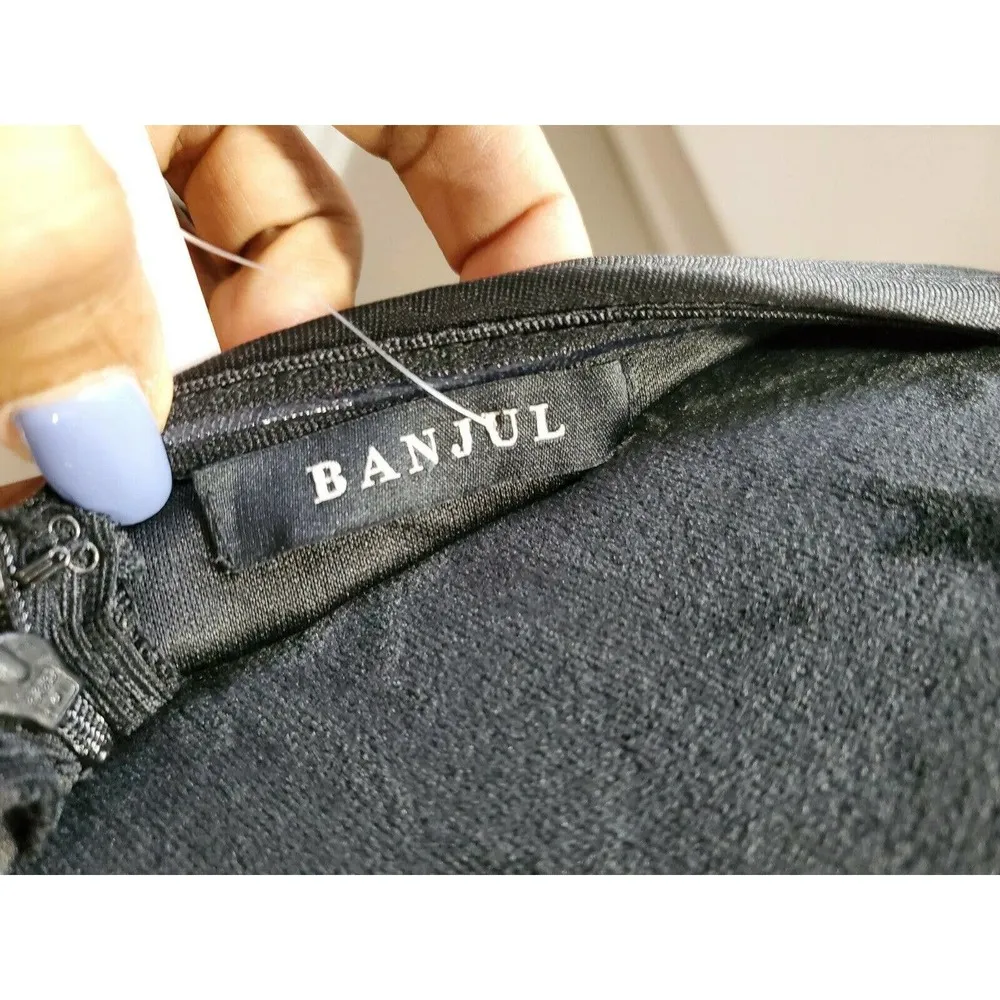 Boutique Banjul Women Solid Black 100% Polyester Sleeveless Knee Length Dress M - Image 8