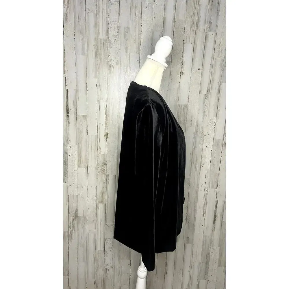 NWT Jantzen Classics Women's Medium Black‎ Velour Blouse & Jacket Set Black - Image 5