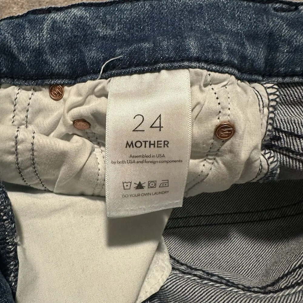 MOTHER Jeans 24 The Tomcat in Completely Over Distressed Straight High Rise Blue - Image 7