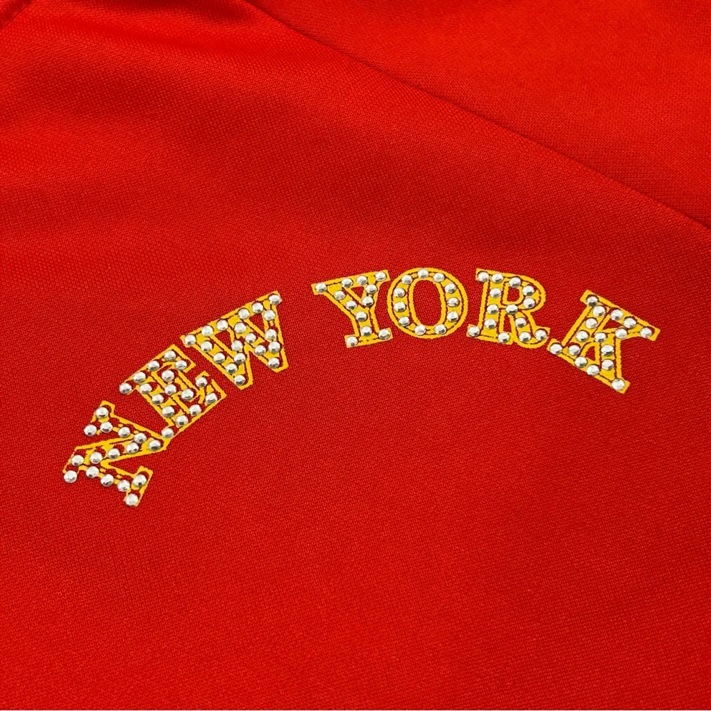 Vintage Joy Jeans New York 22 Bedazzled Full Zip Red & Yellow Jacket Women’s S - Image 2