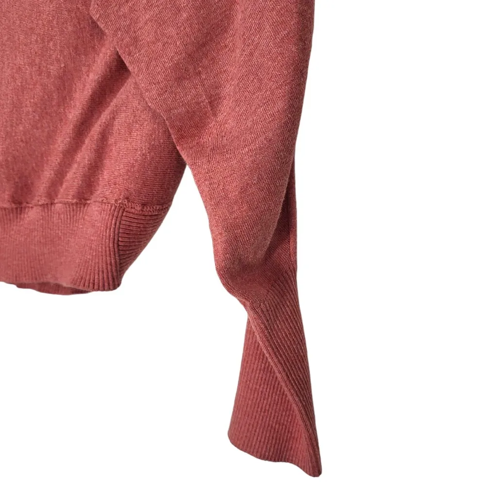 All Saints Elgar Cowl Neck Snap Button Back Rib Trim Sweater in Rustic Orange - Image 7