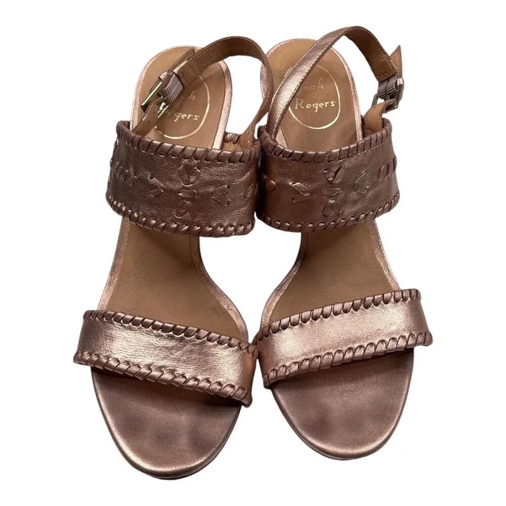 Jack Rogers Vanessa Rose Gold Raffia Wedge Heeled Sandel Women's Size 9.5 - Image 2