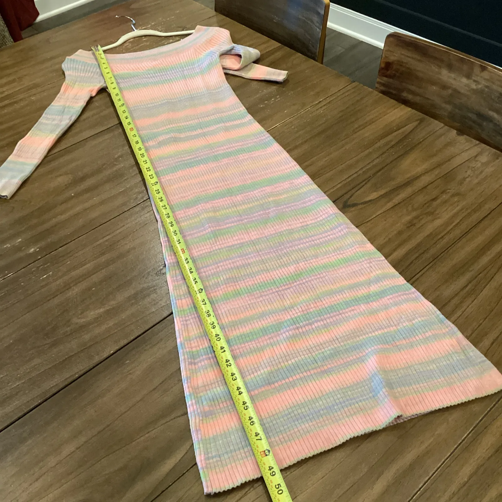 Daily Practice by Anthropologie Ribbed long sleeve stripe Sweater midi Dress S Pink - Image 4