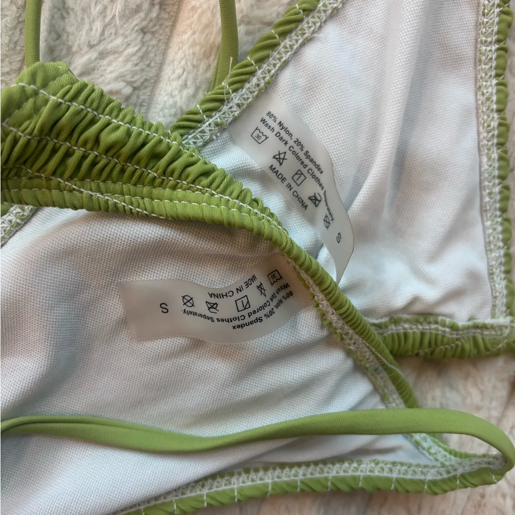 Zaful Green Ribbed Bikini Set - Image 3