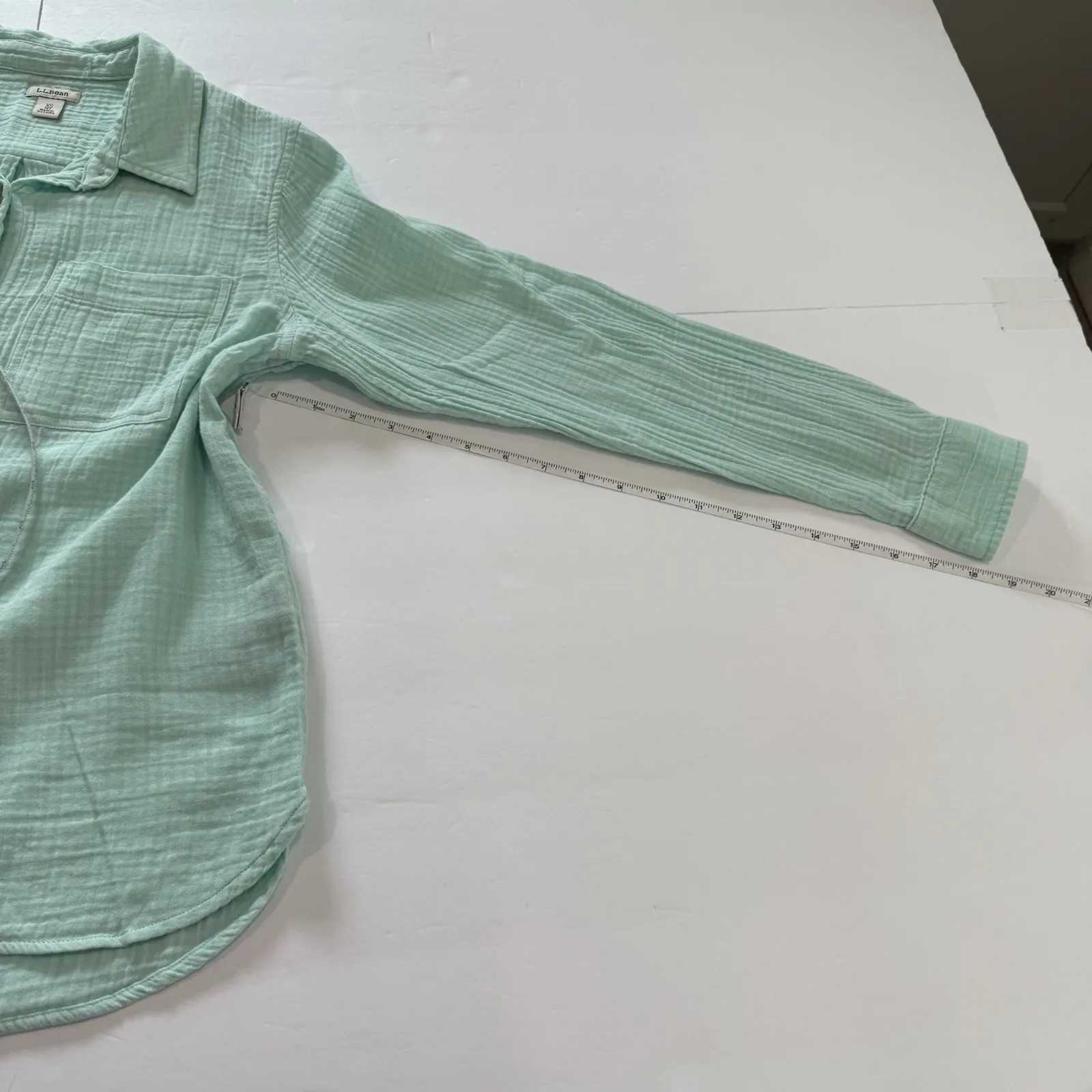 LL Bean Mint Green Cloud Gauze Casual Cotton Button Up Shirt Size XS PETITE - Image 7