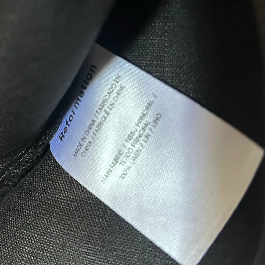 REFORMATION BRIDGTON LINEN DRESS black sz 6 nwot - Image 9