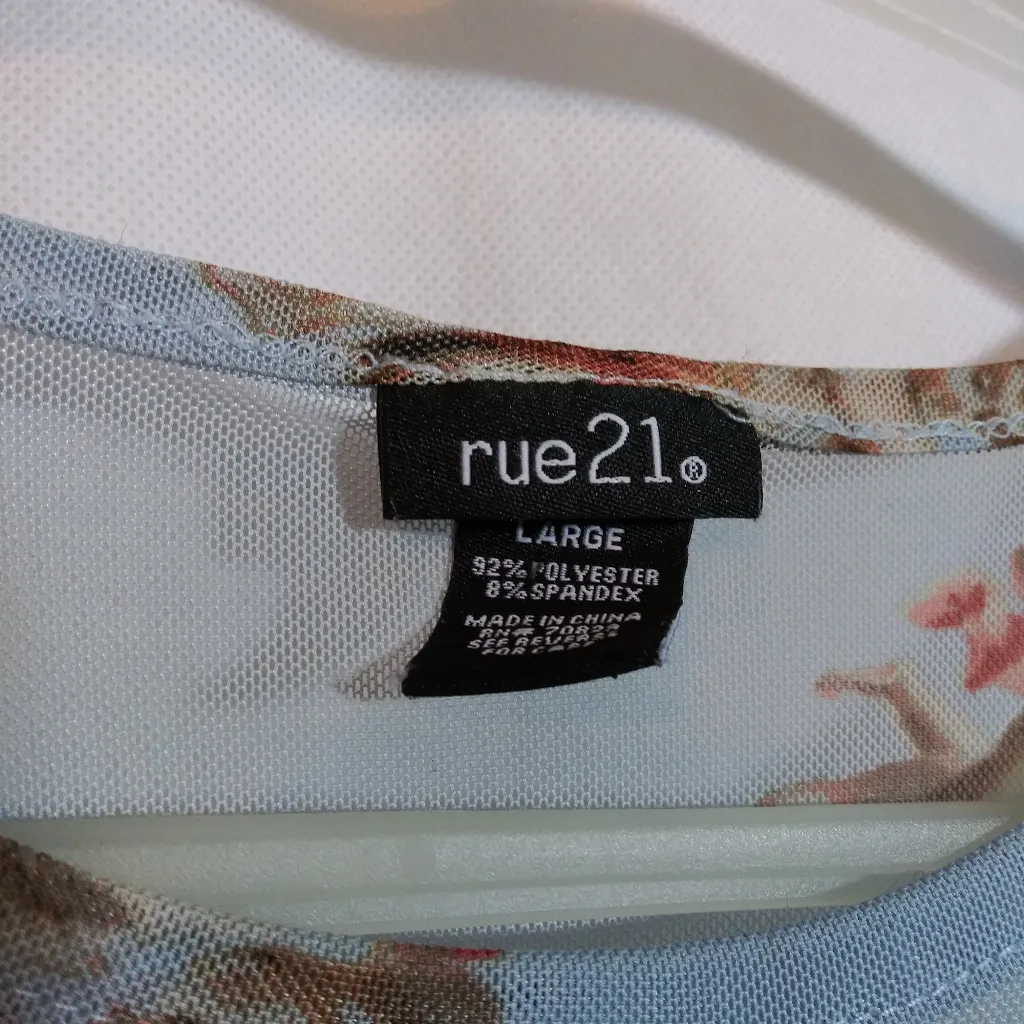 Rue 21 Blue Angel Cherub Mesh Short Sleeve  Graphic Top Y2K Size Jr L - Image 5