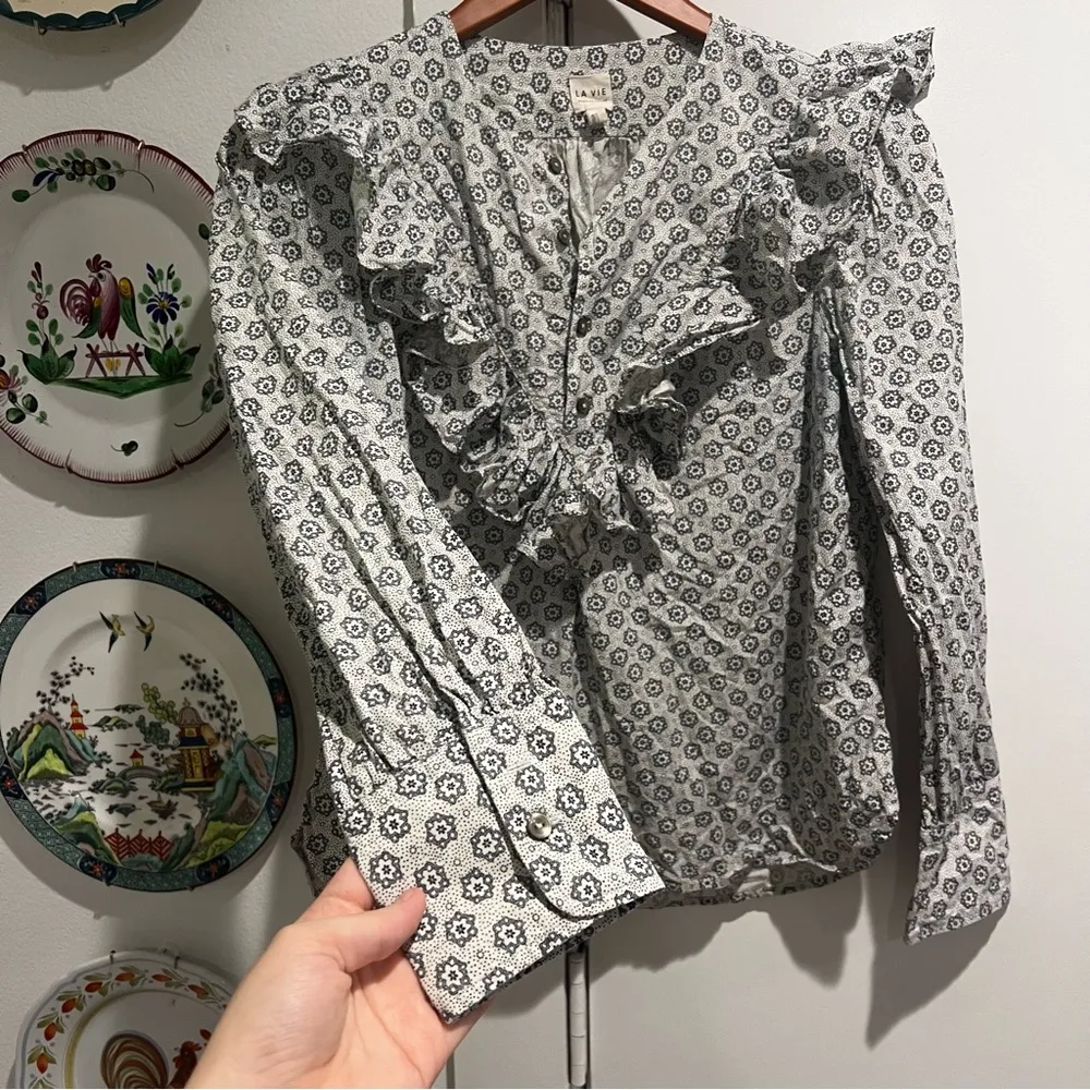 Rebecca Taylor La Vie Geometric Print Blouse - Image 5