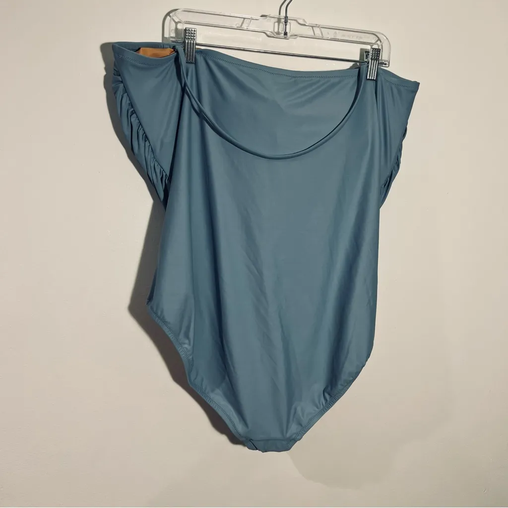 J.Crew Ruched Bandeau One-Piece BC115 / Blue Mist Size‎ 24 Plus - Image 5