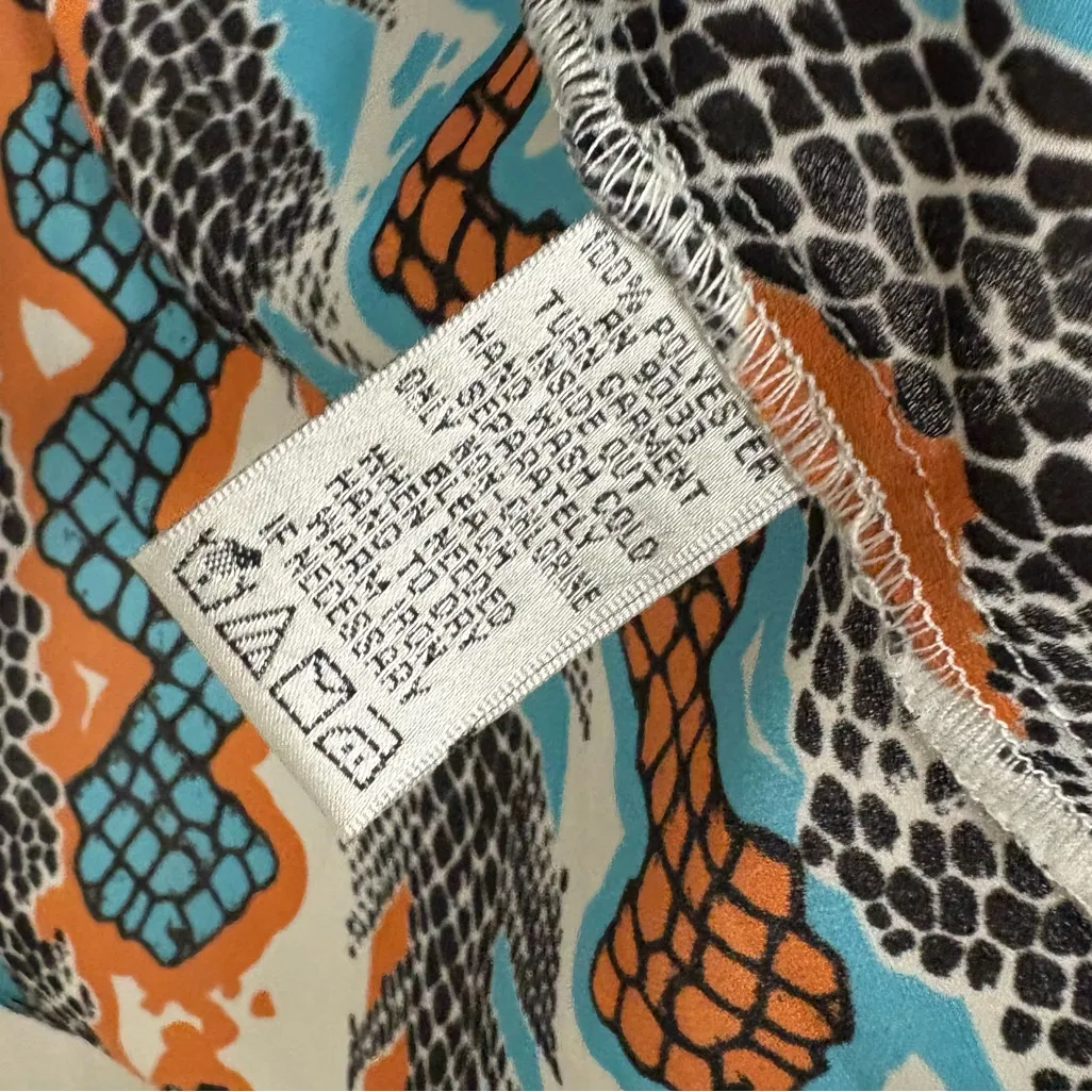 Bob Mackie Turquoise‎ And Orange Animal Print Vest Size XS - Image 6