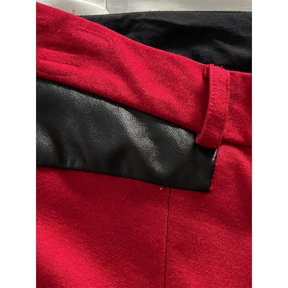 Cynthia Steffe Red Straight Pants with Black Accents Midrise Size 8 - Image 7