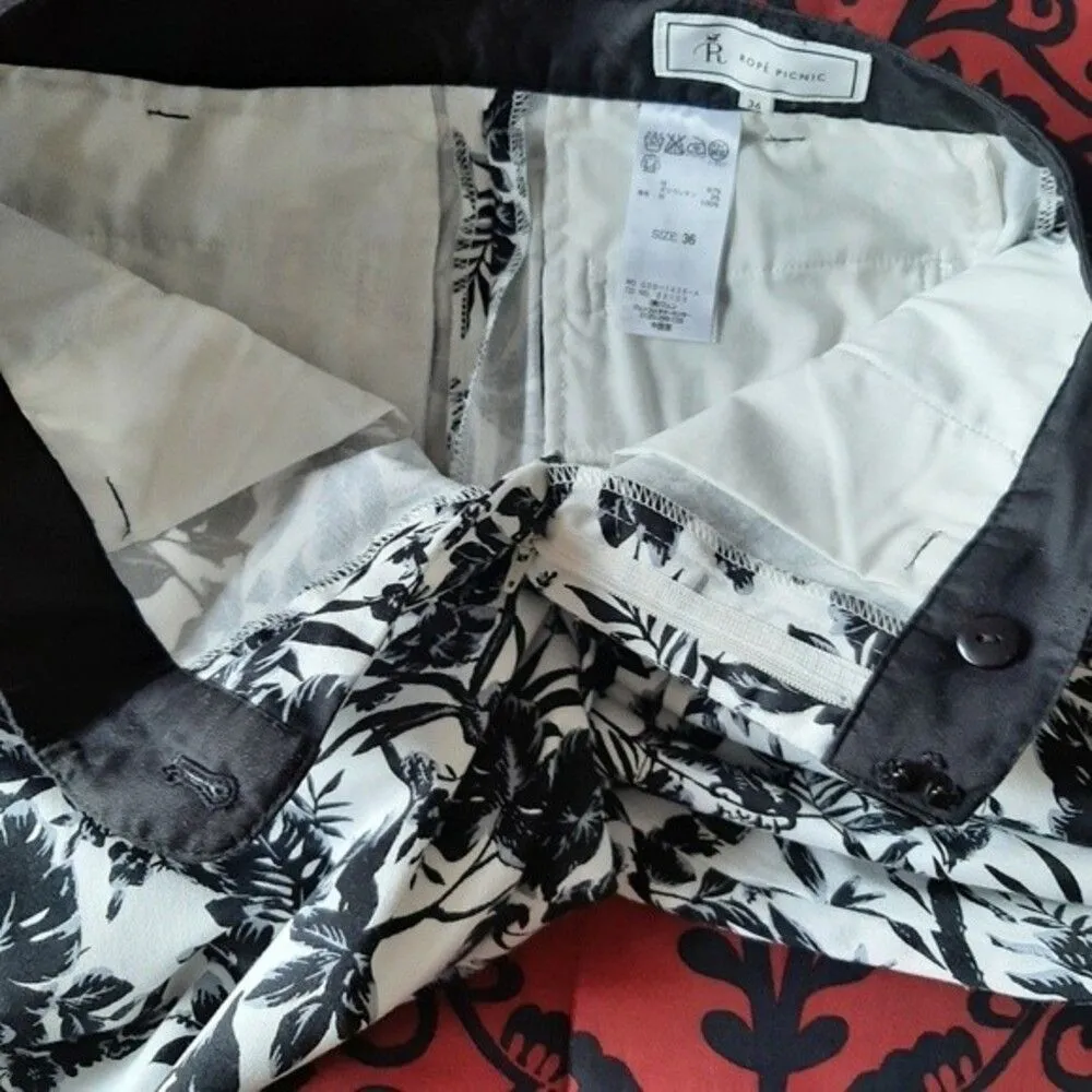 Rope Picnic Floral Black & White Casual Pants Stretchy XS/S Size undefined - Image 12