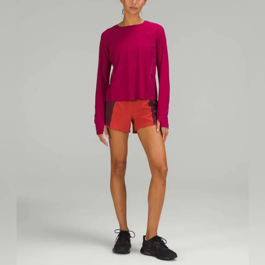 Lululemon Hotty Hot Short 4” Colour Block Red Rock Red Merlot Pomegranate Sz 2 - Image 3
