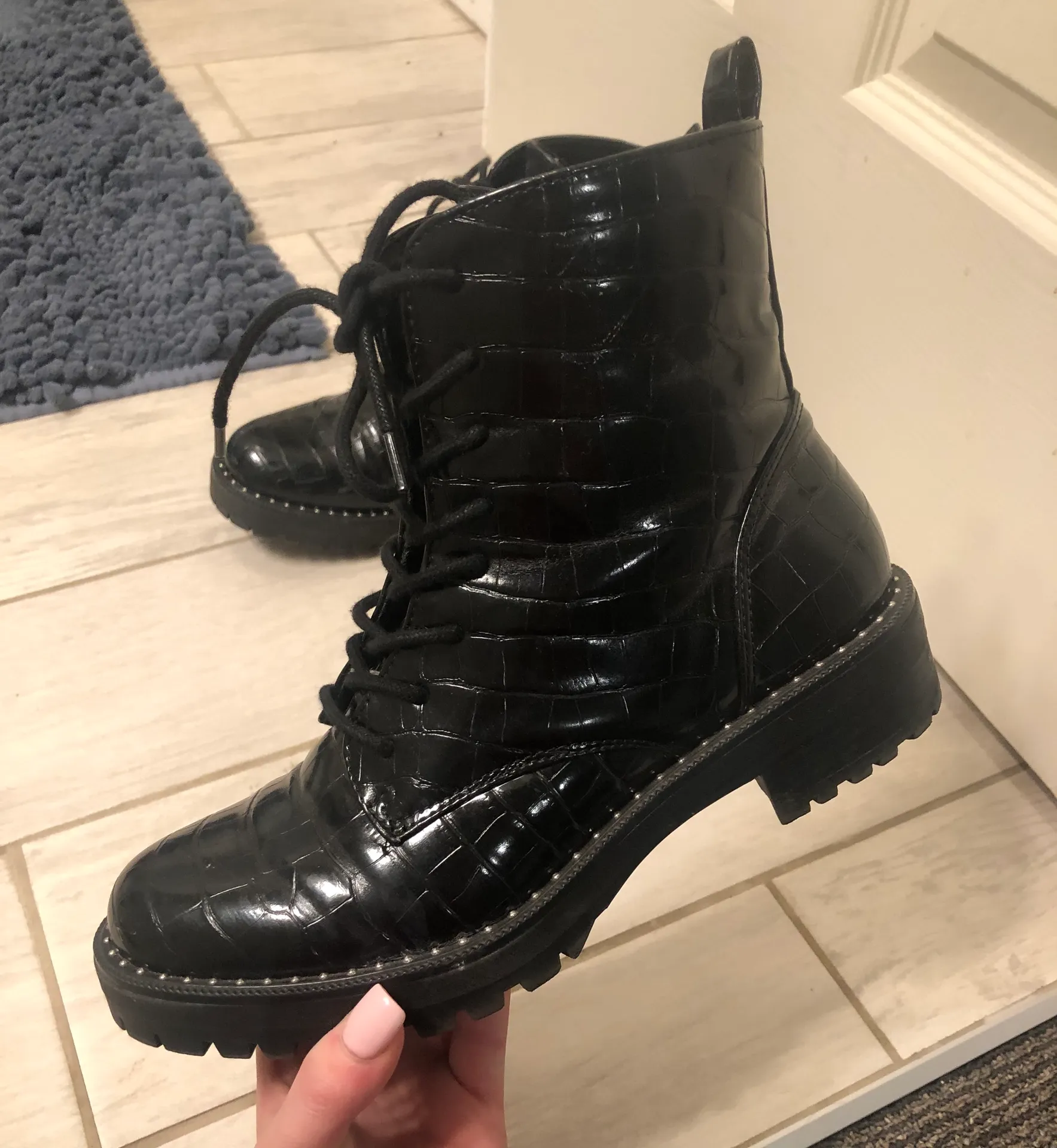 Combat Boots Black Size 8 - Image 4