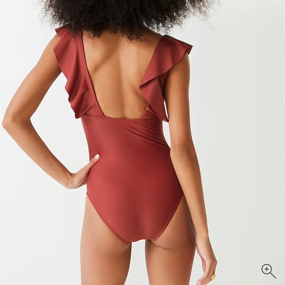 NWT J.Crew Ruched Ruffle One-Piece Swimsuit Magenta Orchid 0 Beach Travel Resort - Image 4
