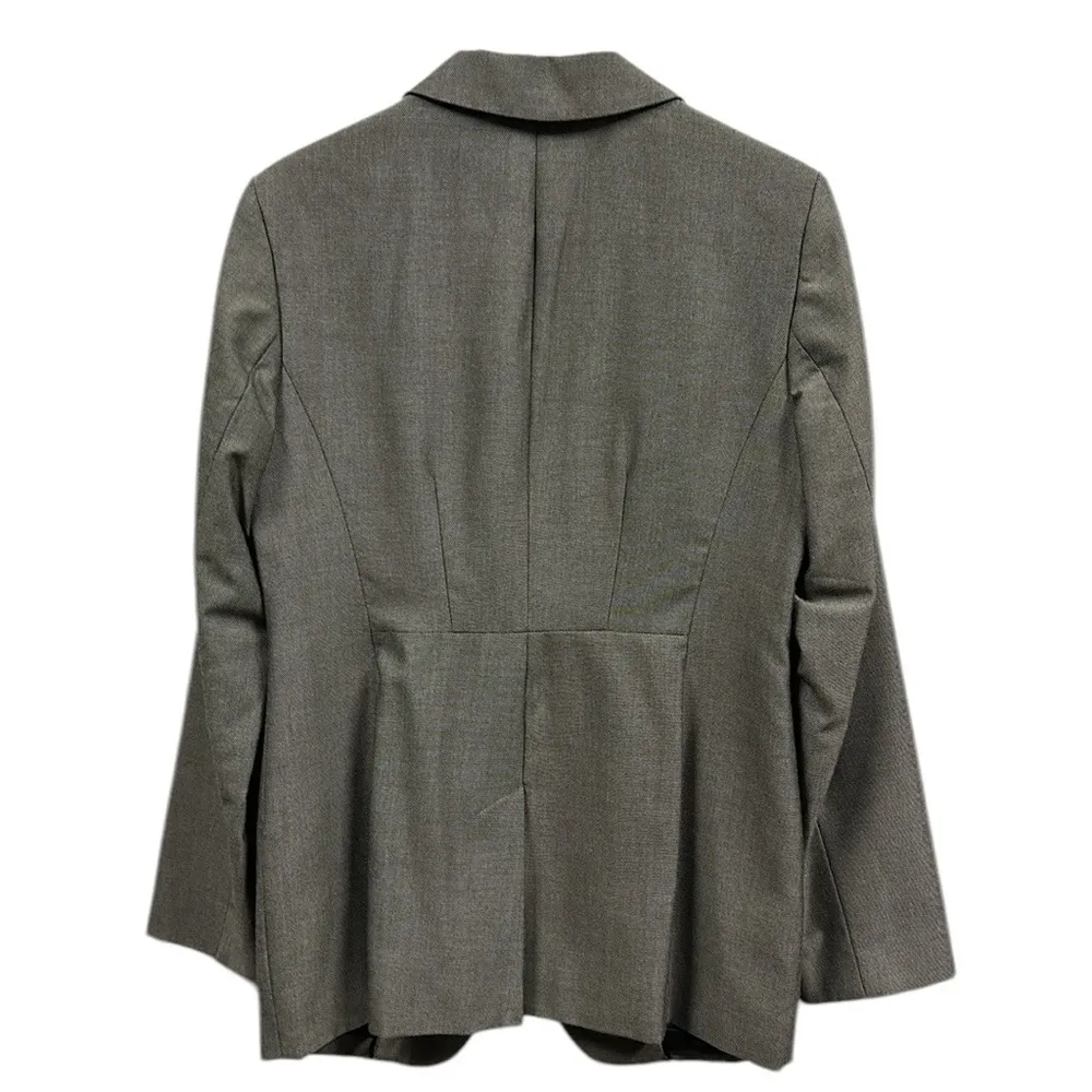 White House Black Market Blazer Jacket Ruffled Lapel Salt Pepper Womens Small - Image 5