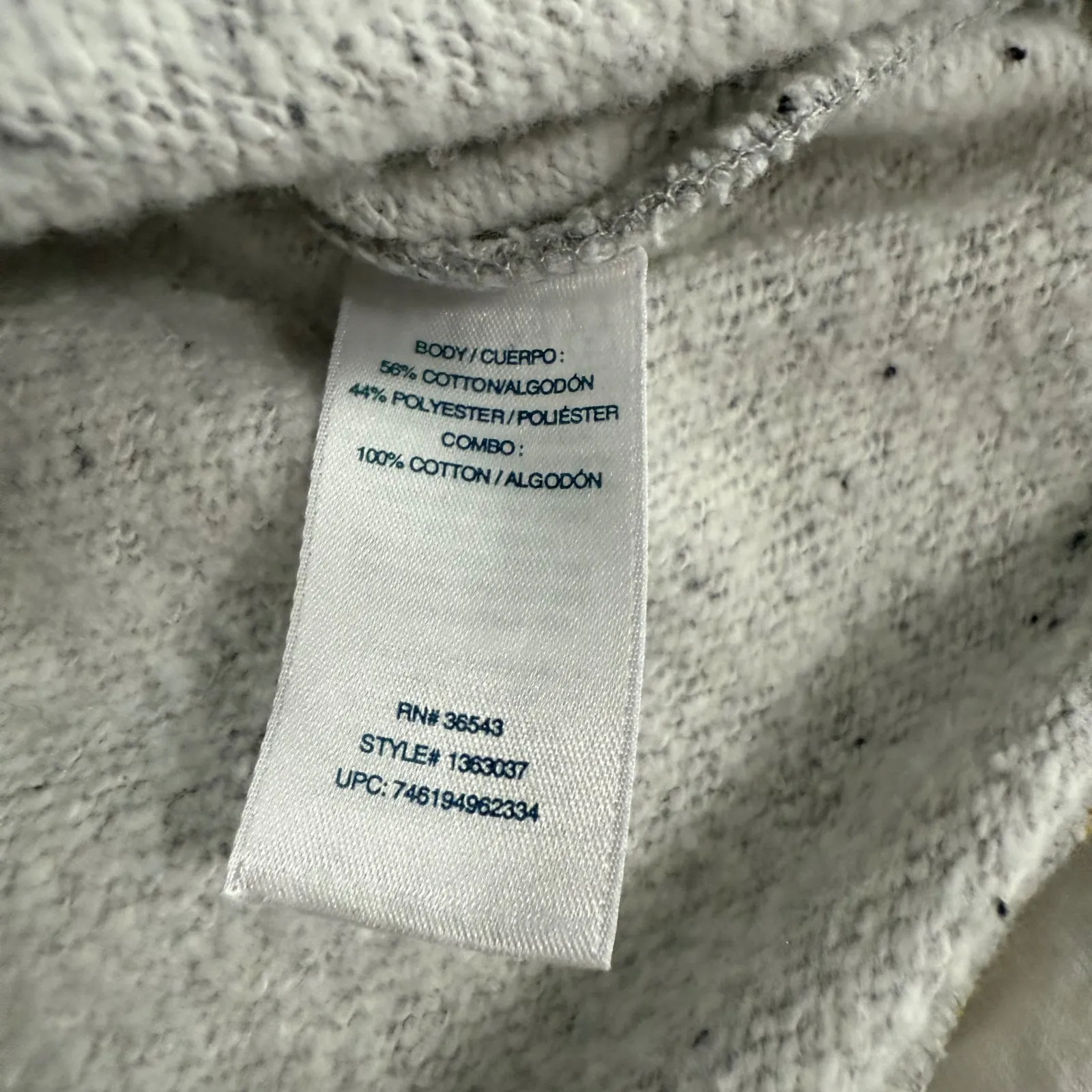 Izod Womens Grey Speckled Sweatshirt Plaid Tie Front Layered Look Size Medium - Image 7