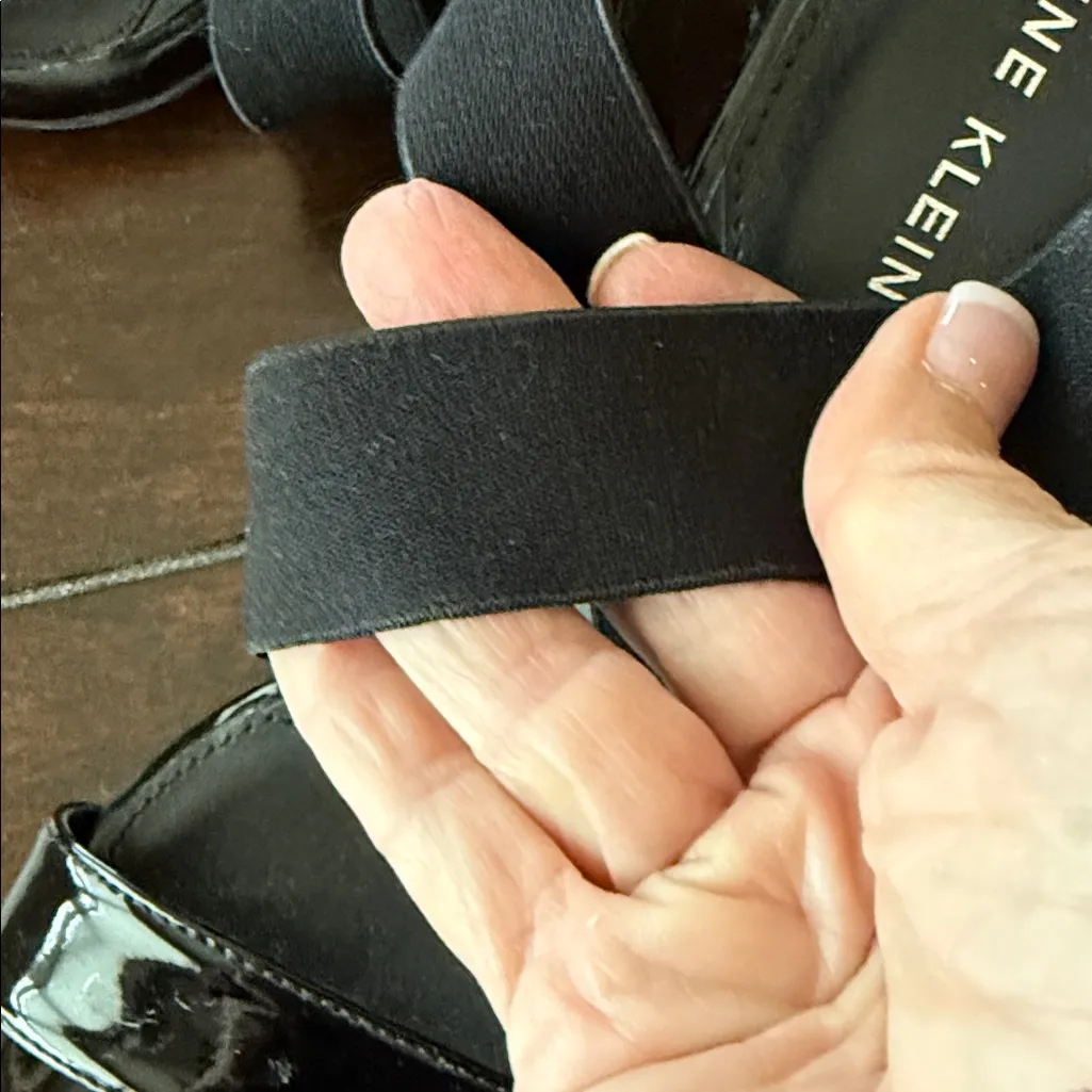 ANNE KLEIN Rayna I-Flex Black Patent Leather Strappy Block Heel Sandals Size 6 - Image 8