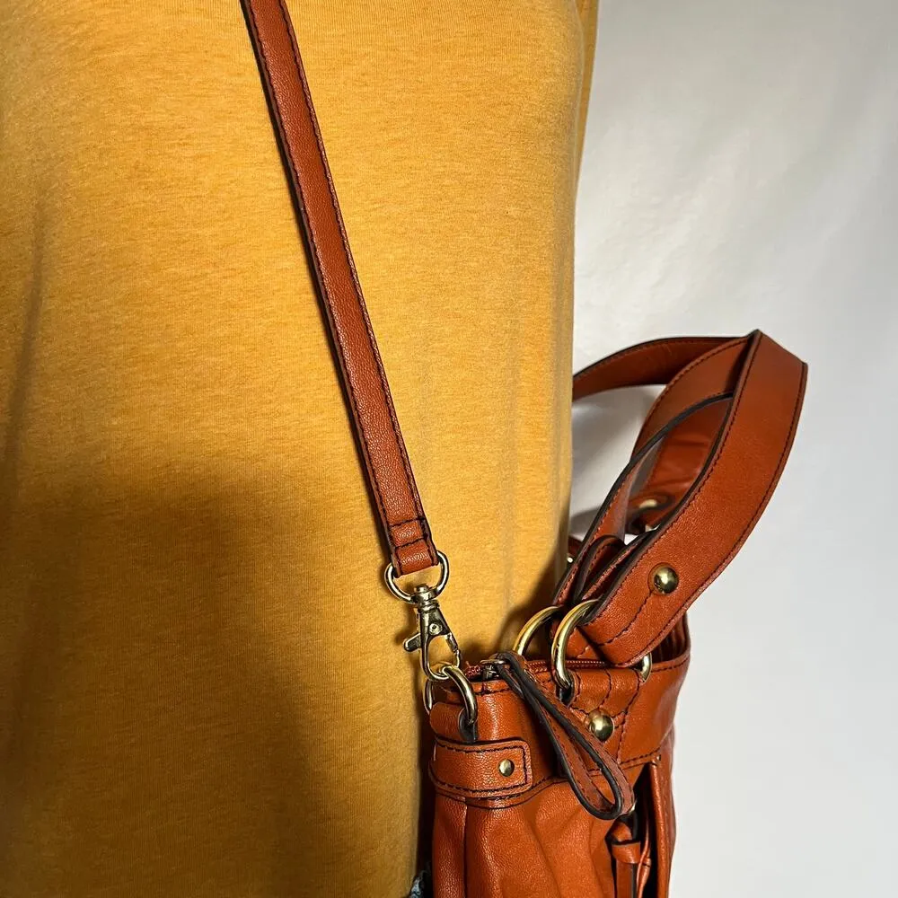 Relic Hand Crossbody Satchel Purse Shoulder Bag Orange Rust Vegan Leather - Image 6