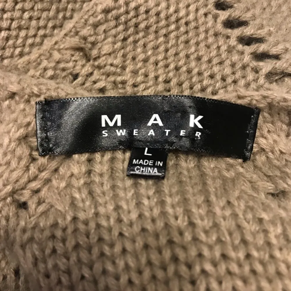 MAK Sweater knit sweater with detailed sleeves Brown Size L - Image 4
