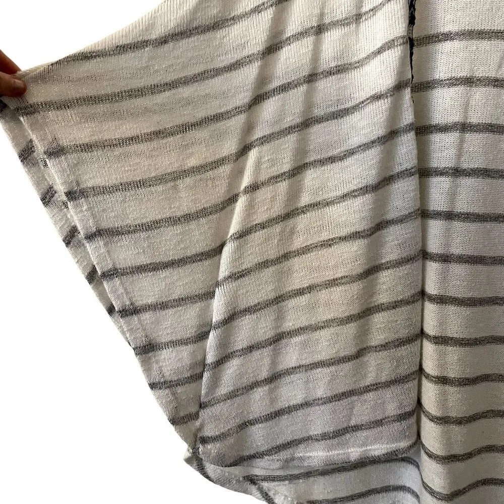 Le Lis one size black and gray striped poncho cardigan sweater comfortable knit - Image 3