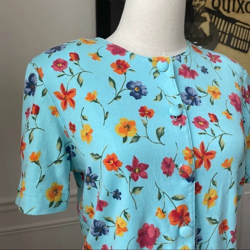 Vintage Talbots Petites 2pc Cotton Knit Floral Skirt Set M - Image 2