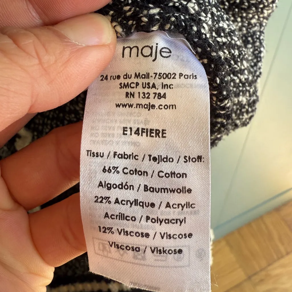 NWT Maje Fiere Black and White Crew Neck Sweater Sz 1/US S - Image 8