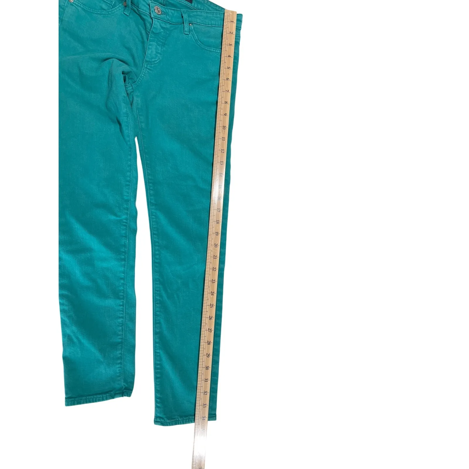 AG Adriano Goldschmied The Stevie Ankle Slim Straight Leg Women's Size 25R Teal - Image 13