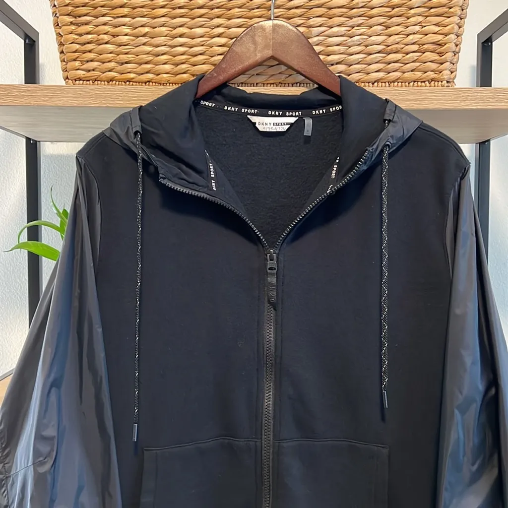 DKNY Sport Fleece & Windbreaker Full Zip Hoodie w/Pockets, S - Image 2