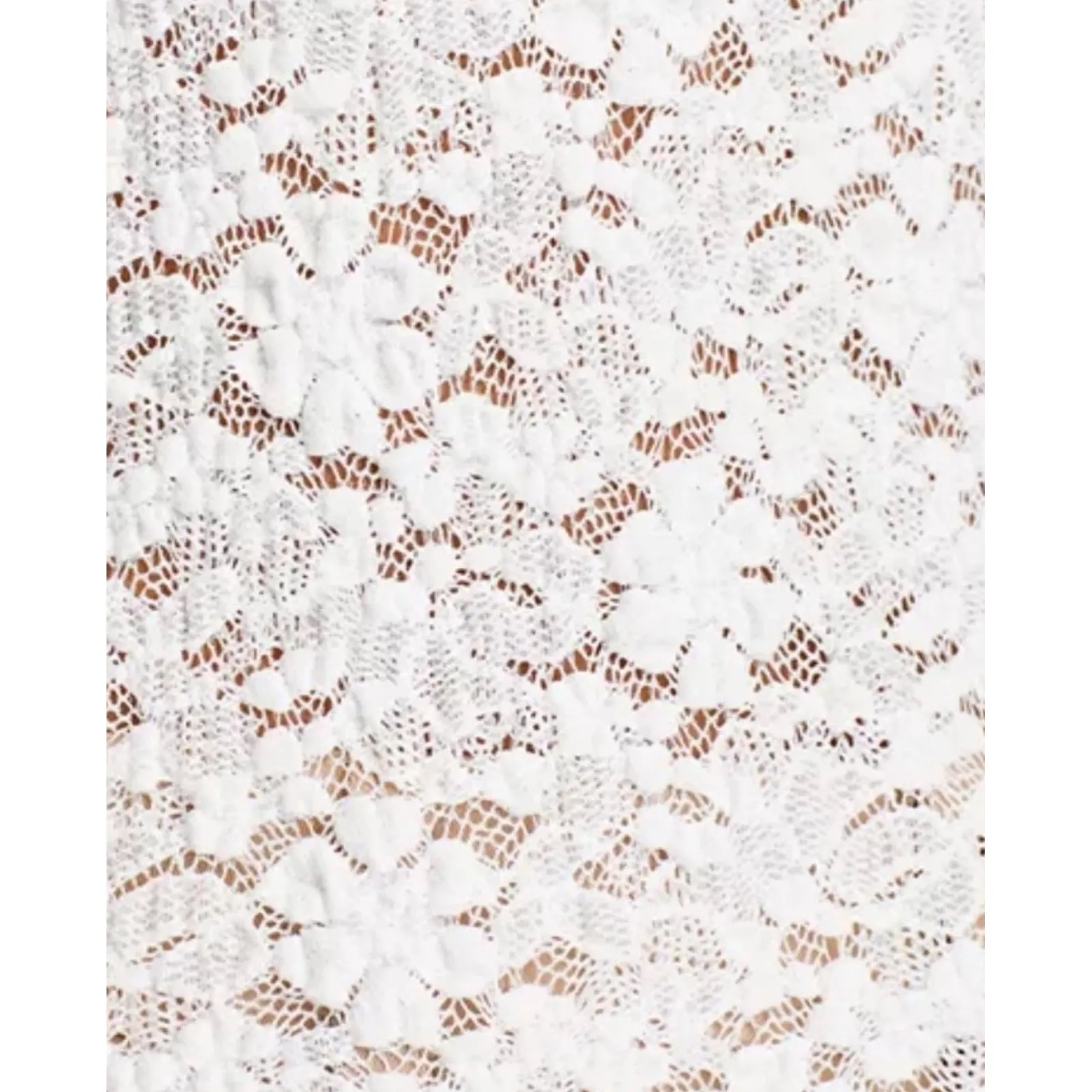 AQUA Women's White Lace Mock Neck Short Sleeve Top Blouse Size‎ L - Image 4