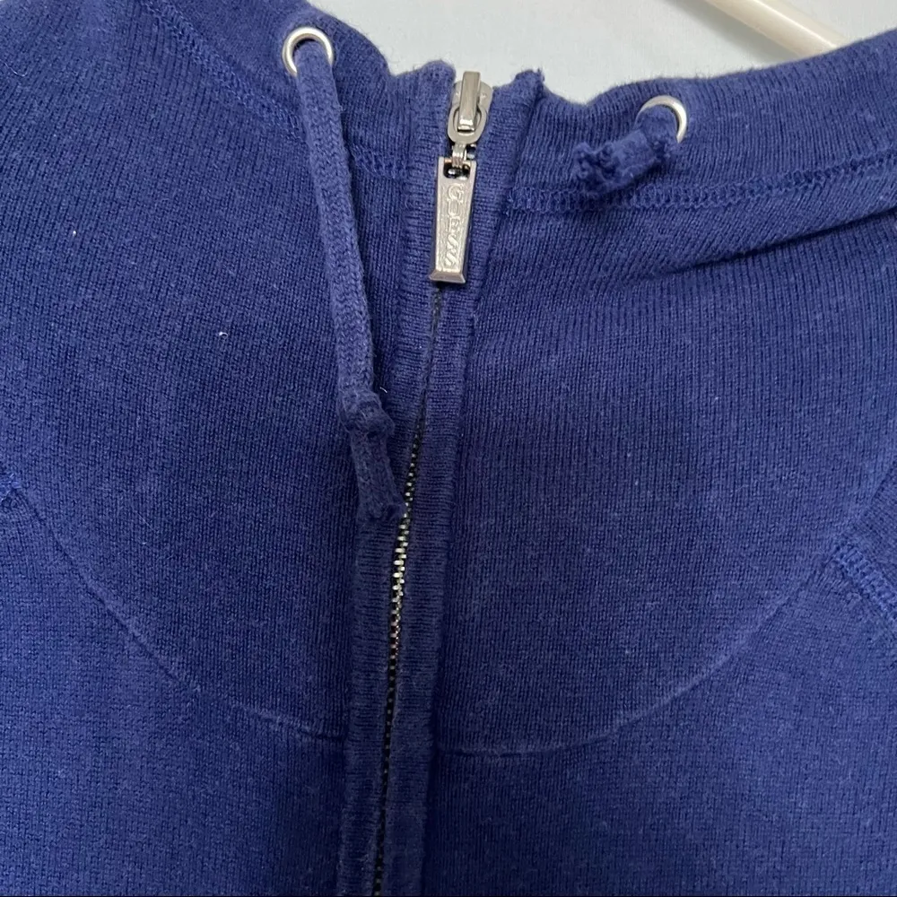 zip up hooded jacket blue with rhinestone logo size small - Image 6