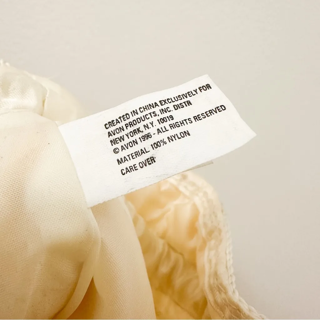 Vintage Avon Satin Pearl Net Drawstring Bag Ivory White - Image 7