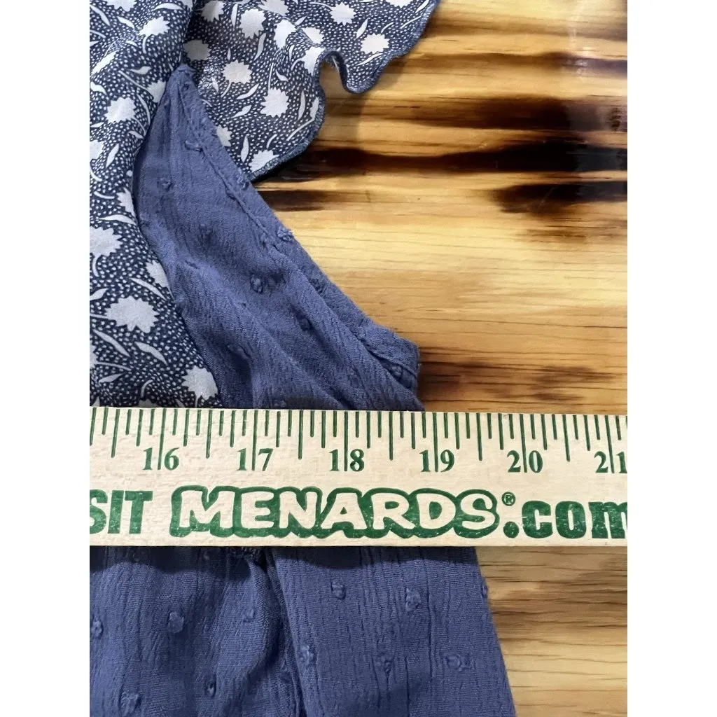 Suzanne Betro Size Large Tunic Top Shirt Blue Flutter Sleeve Knit Textured Boho - Image 6