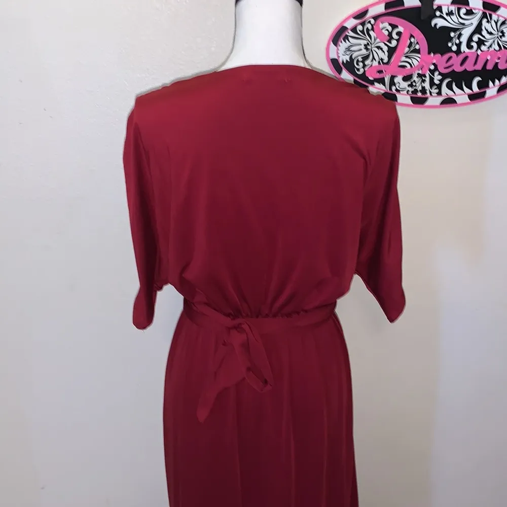 Angvns Amazon dark red ruched open sleeves maxi dress - Image 8