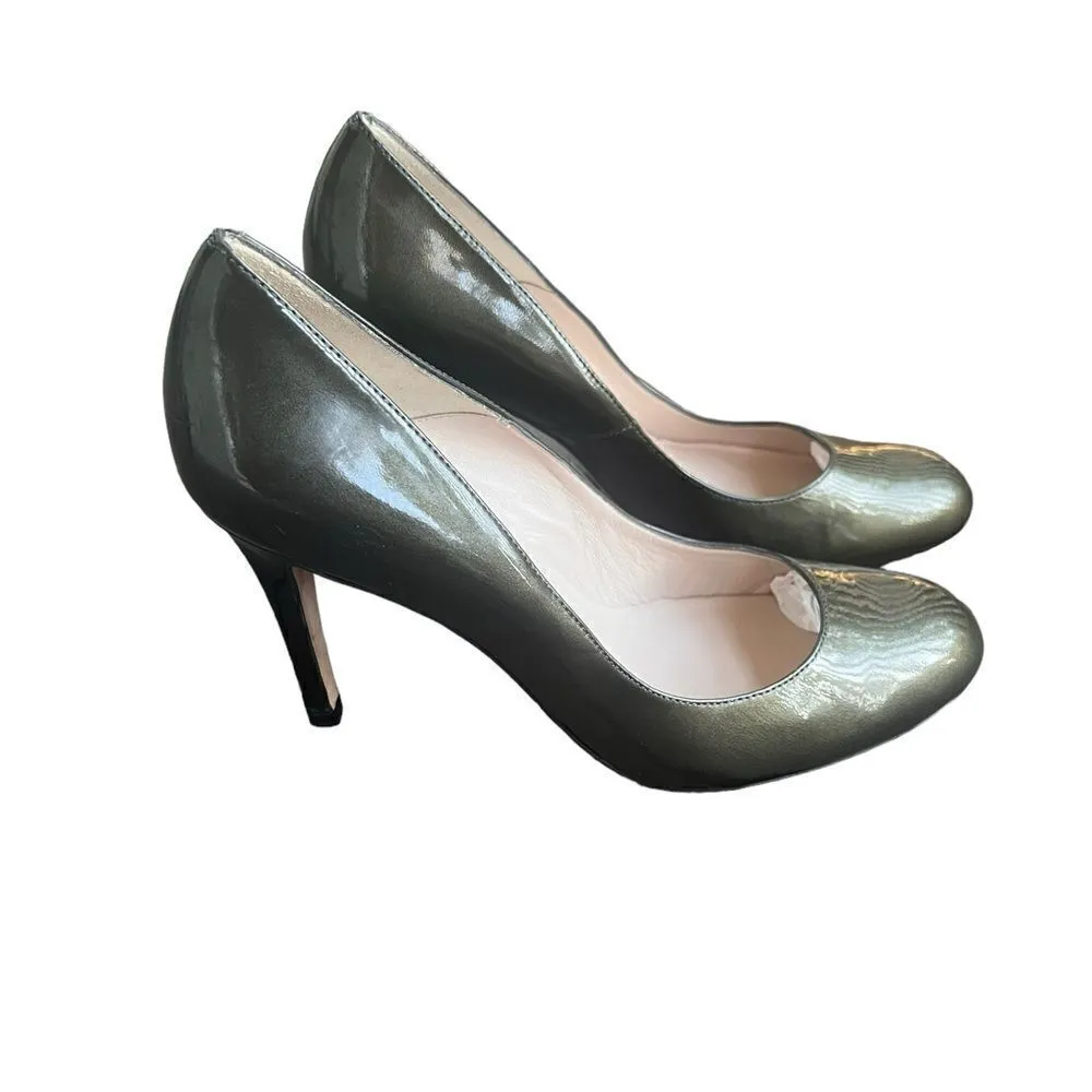 LK BENNETT STILA COURTS OLIVE PATENT ROUND HEELS PUMPS 39 - Image 3