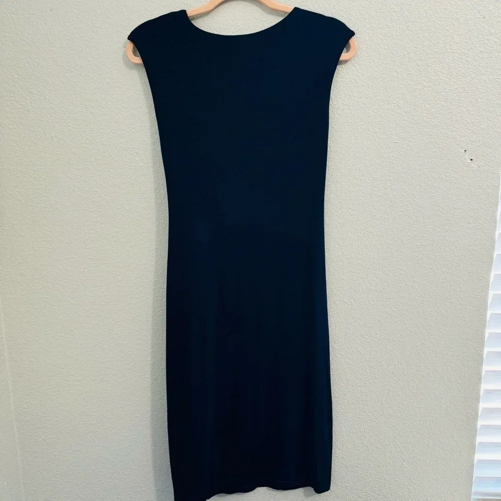 Trina Turk Midi Dress Women's Size S‎ Navy Blue Faux Wrap Knit - Image 10