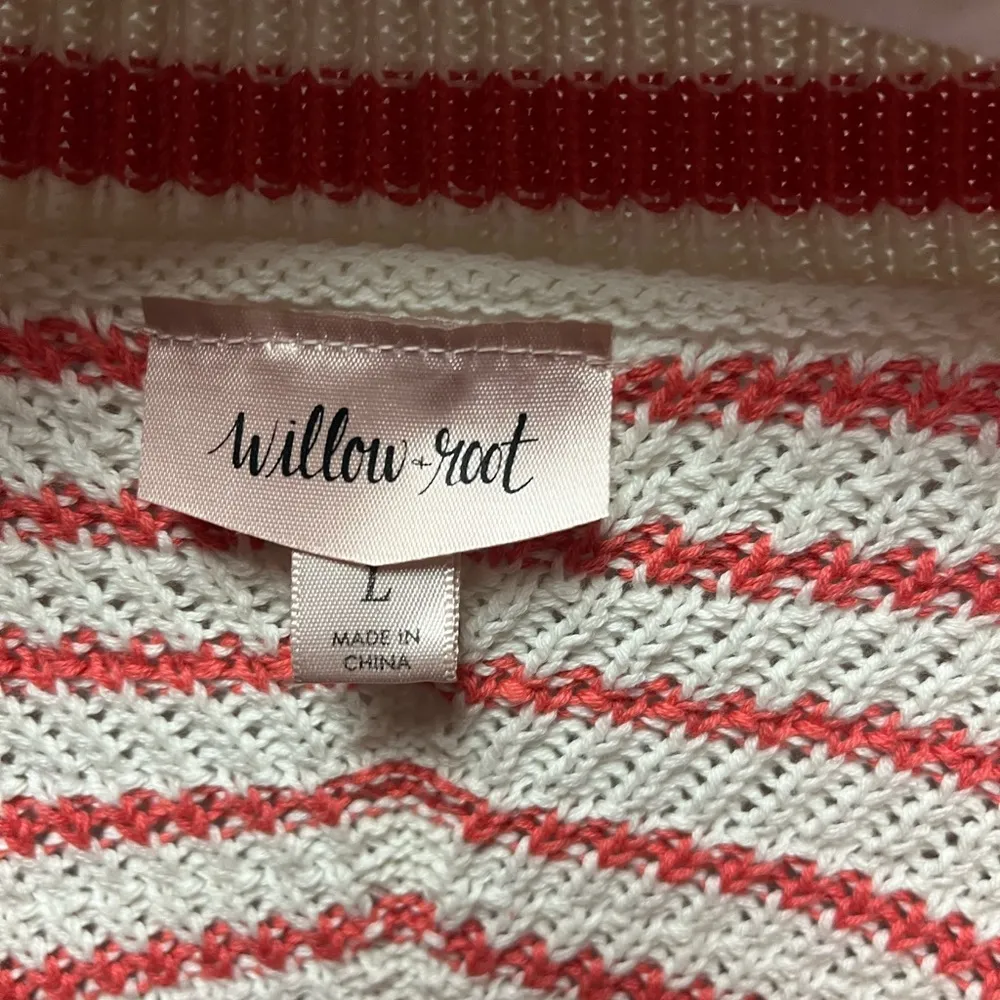 Brand new shaker style sweater; coral/white Pink Size L - Image 3