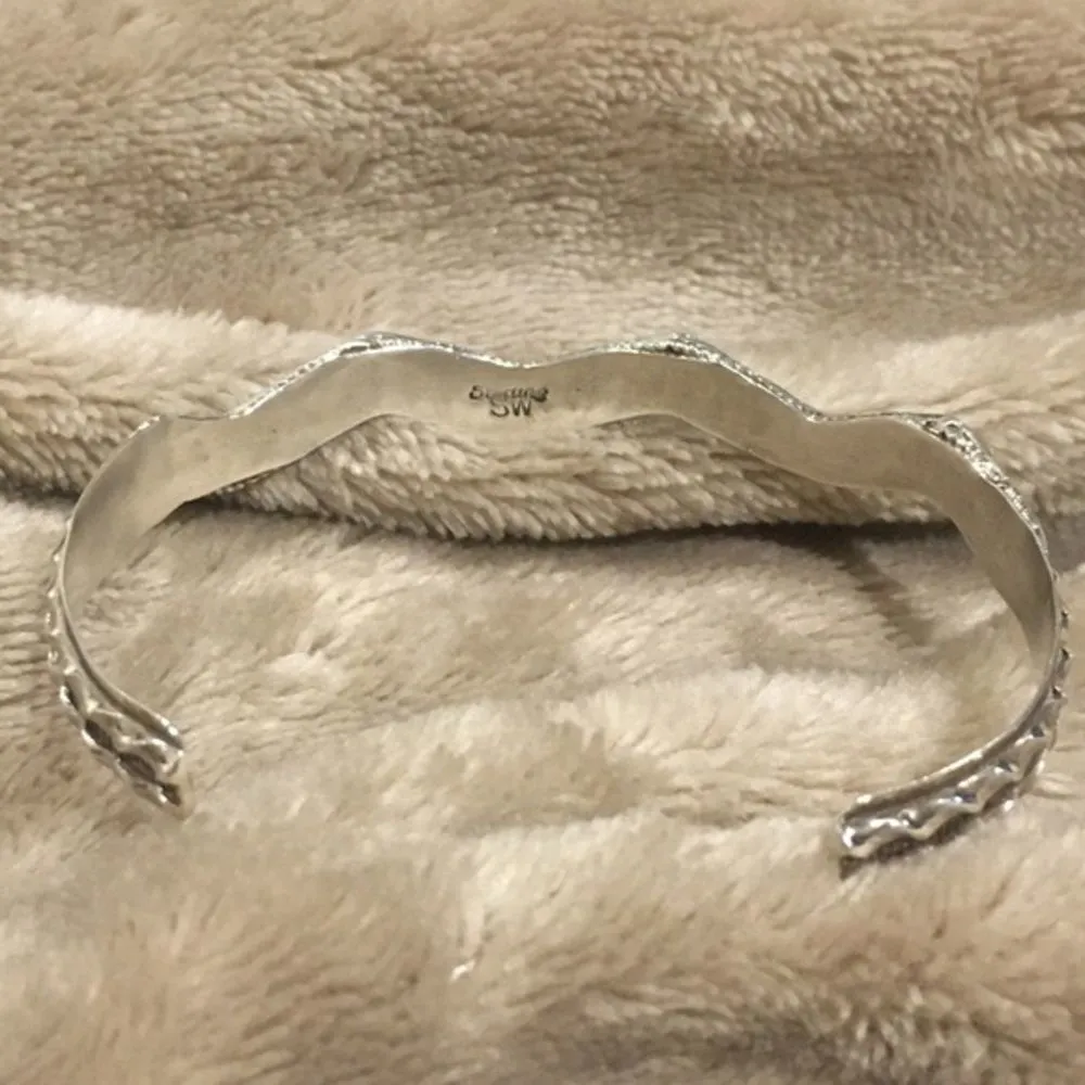 Southwest Sterling Malachite Zig Zag Cuff Bracelet - Image 7