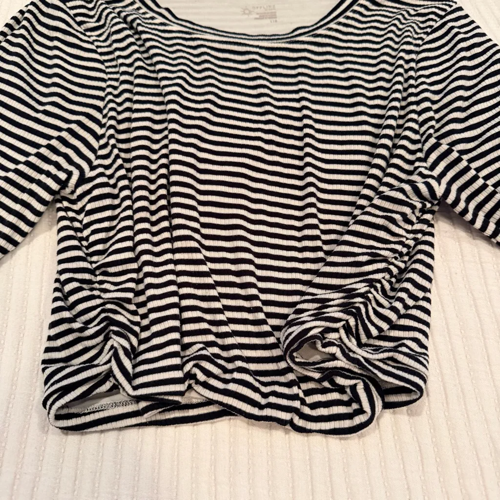 Aerie Offline Striped Black & White Long Sleeve Crop Top Women's Size Large - Image 8